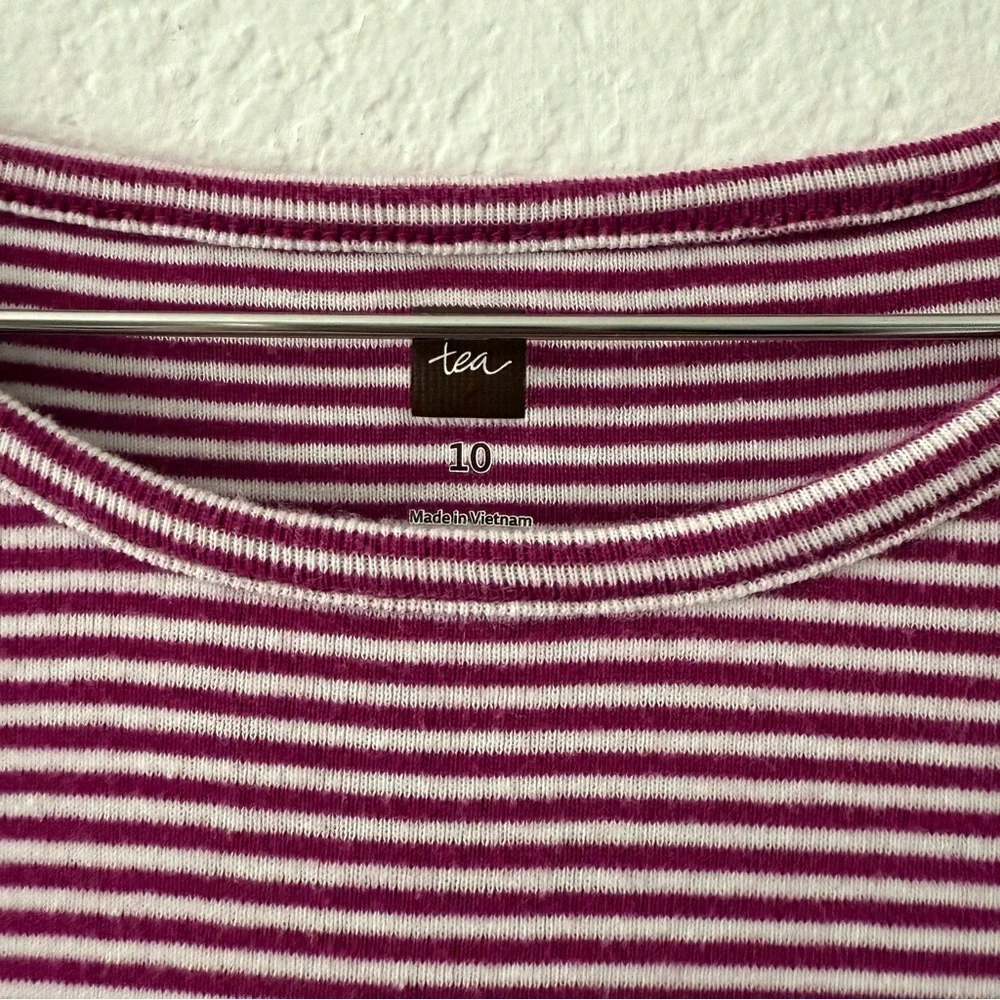 Tea Collection Striped Long Sleeve Dress with Floral Skirt size 10